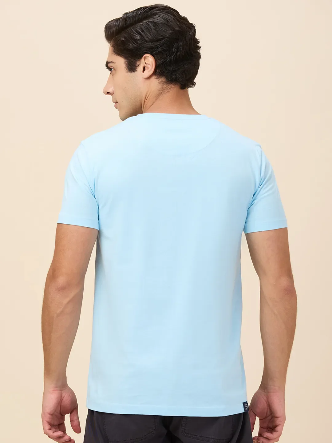 Sky Blue Slim Fit Round Neck Men's T-Shirt by Being Human Clothing - Image 3