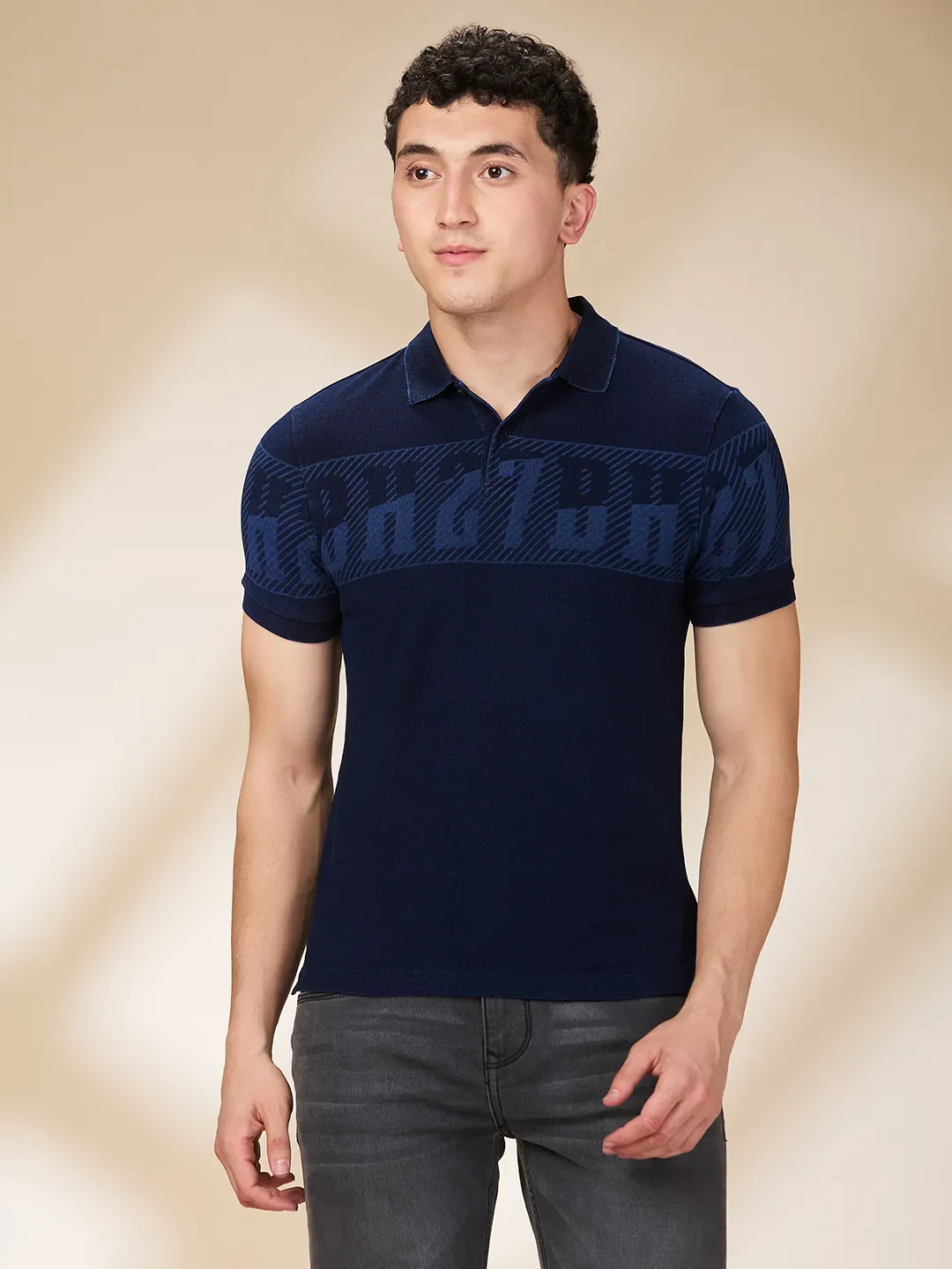 Indigo Regular Fit Men's Polo T-shirt by Being Human Clothing