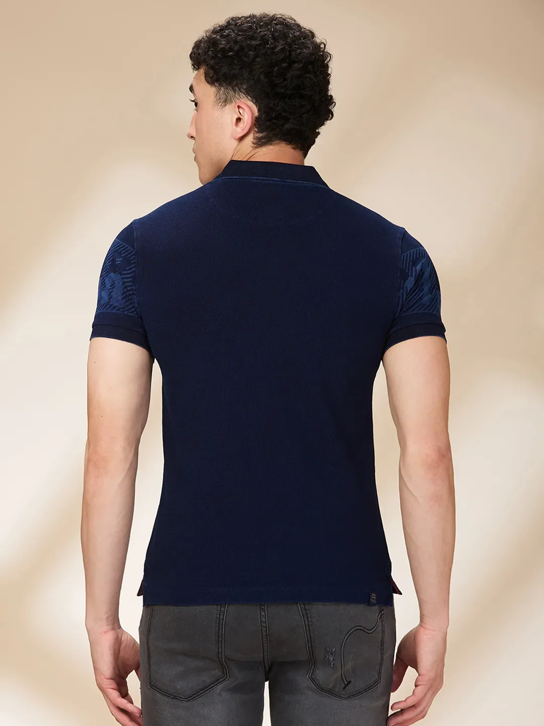 Indigo Regular Fit Men's Polo T-shirt by Being Human Clothing - Image 3