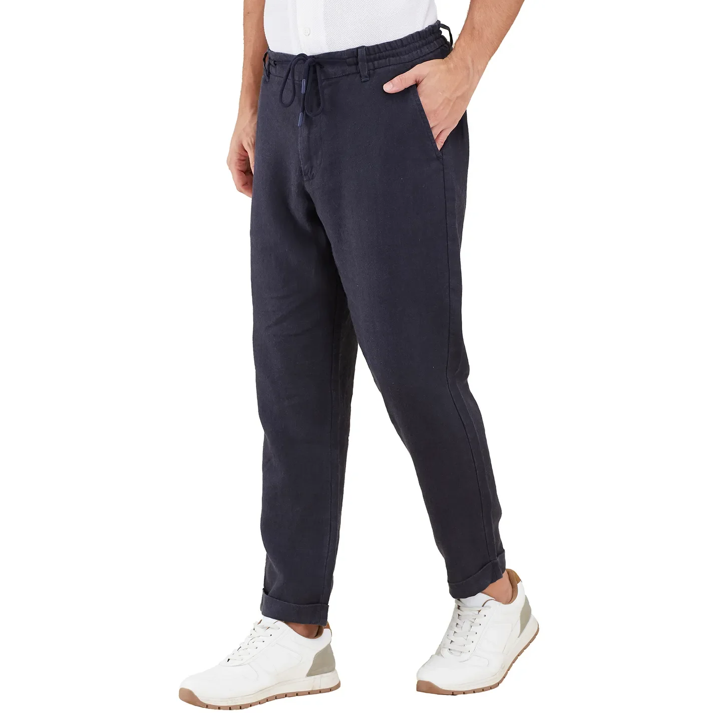 Navy Regular Fit Joggers For Men By Being Human Clothing - Image 4