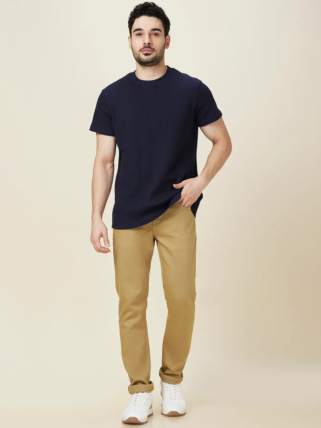 Navy Easy Fit Round Neck Men's T-Shirt by Being Human Clothing - Image 2