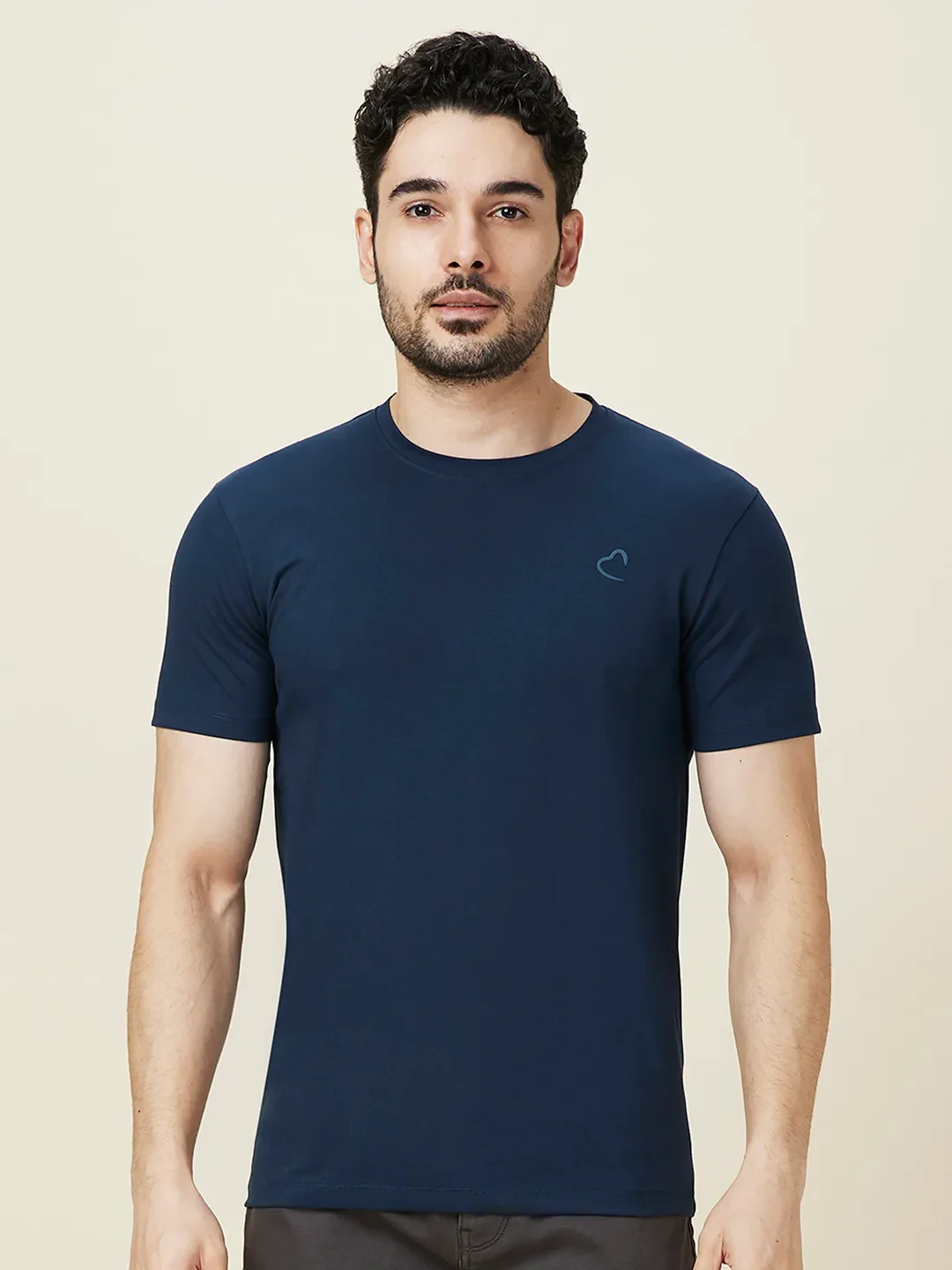 Navy Slim Fit Round Neck Men's T-Shirt by Being Human Clothing
