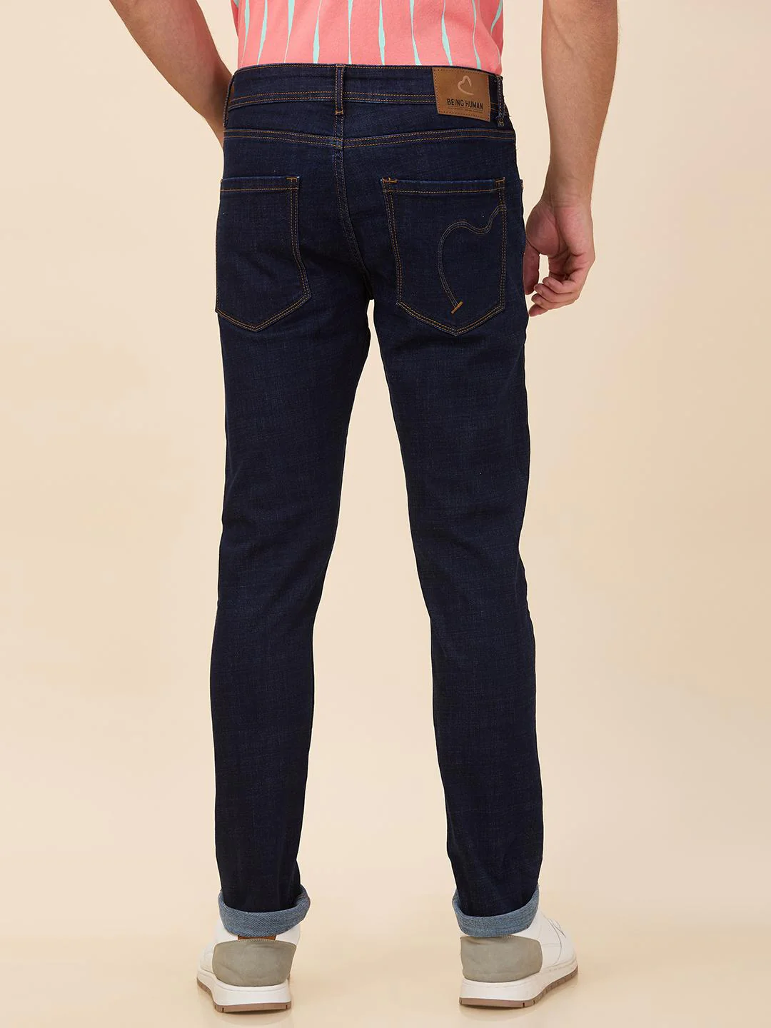 Dark Blue Slim Fit Denims For Men By Being Human Clothing - Image 3
