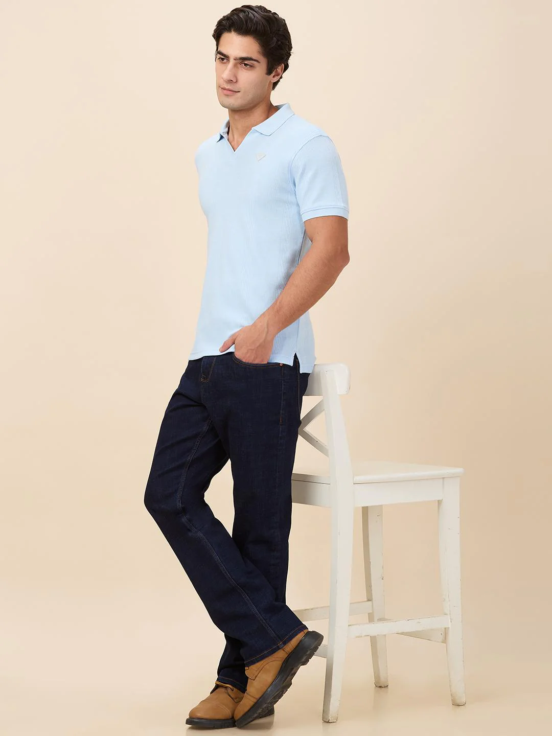 Dark Blue Boot Cut Fit Denims For Men By Being Human Clothing - Image 6