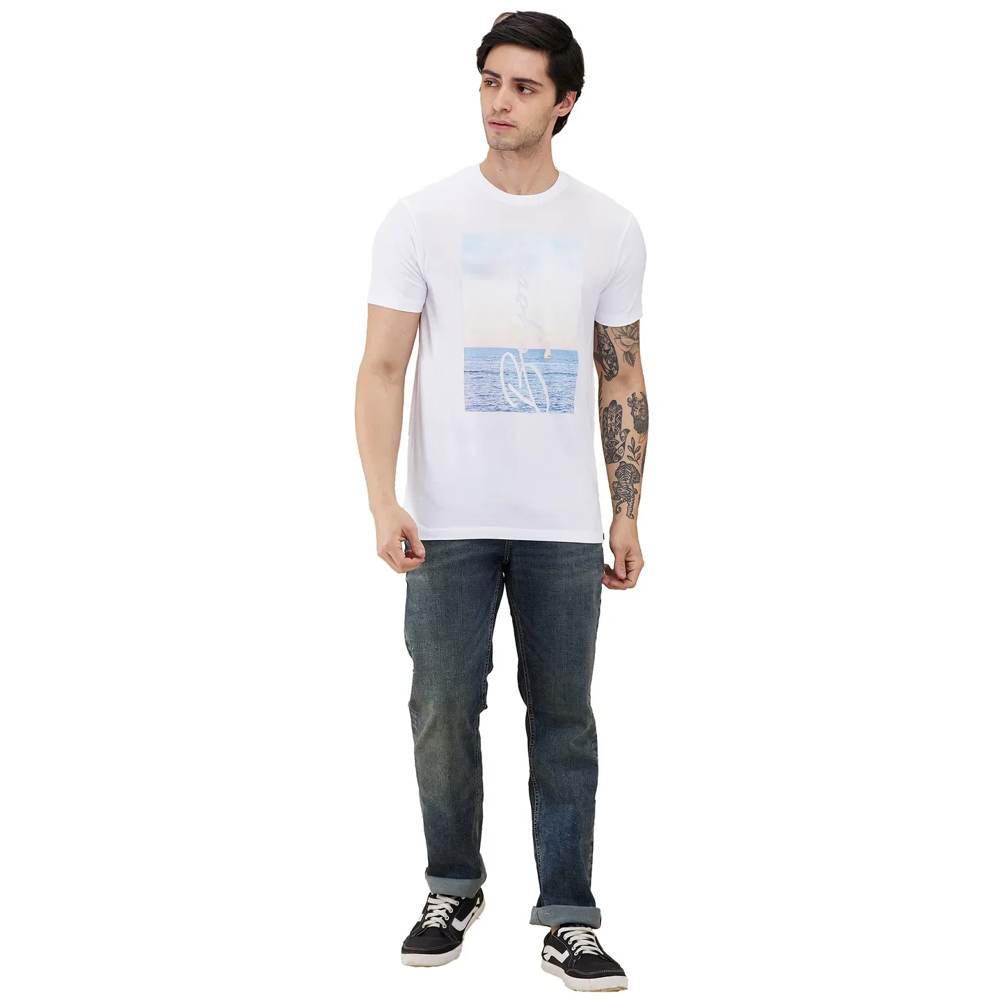Blue Straight Fit Denims For Men By Being Human Clothing - Image 2