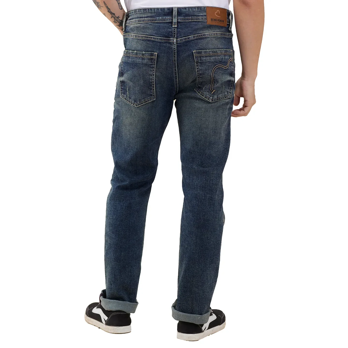 Blue Straight Fit Denims For Men By Being Human Clothing - Image 3