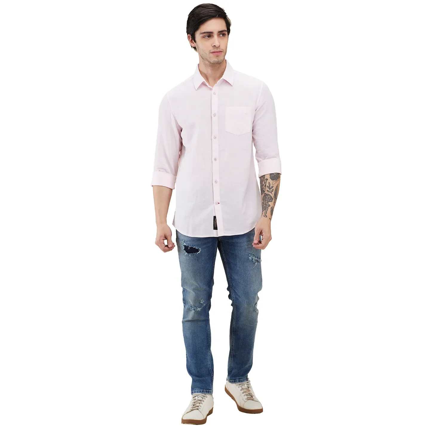 Blue Cropped Fit Denims For Men By Being Human Clothing - Image 2