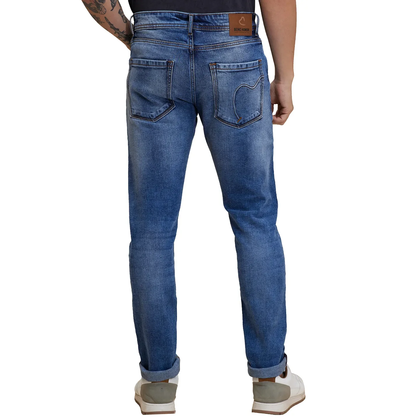 Blue Slim Fit Denims For Men By Being Human Clothing - Image 3