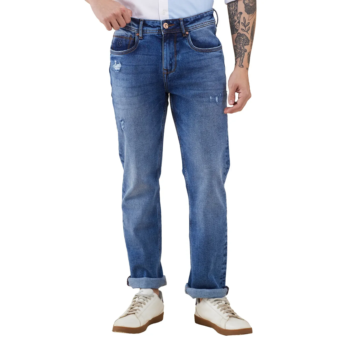 Blue Straight Fit Men's Denims by Being Human Clothing