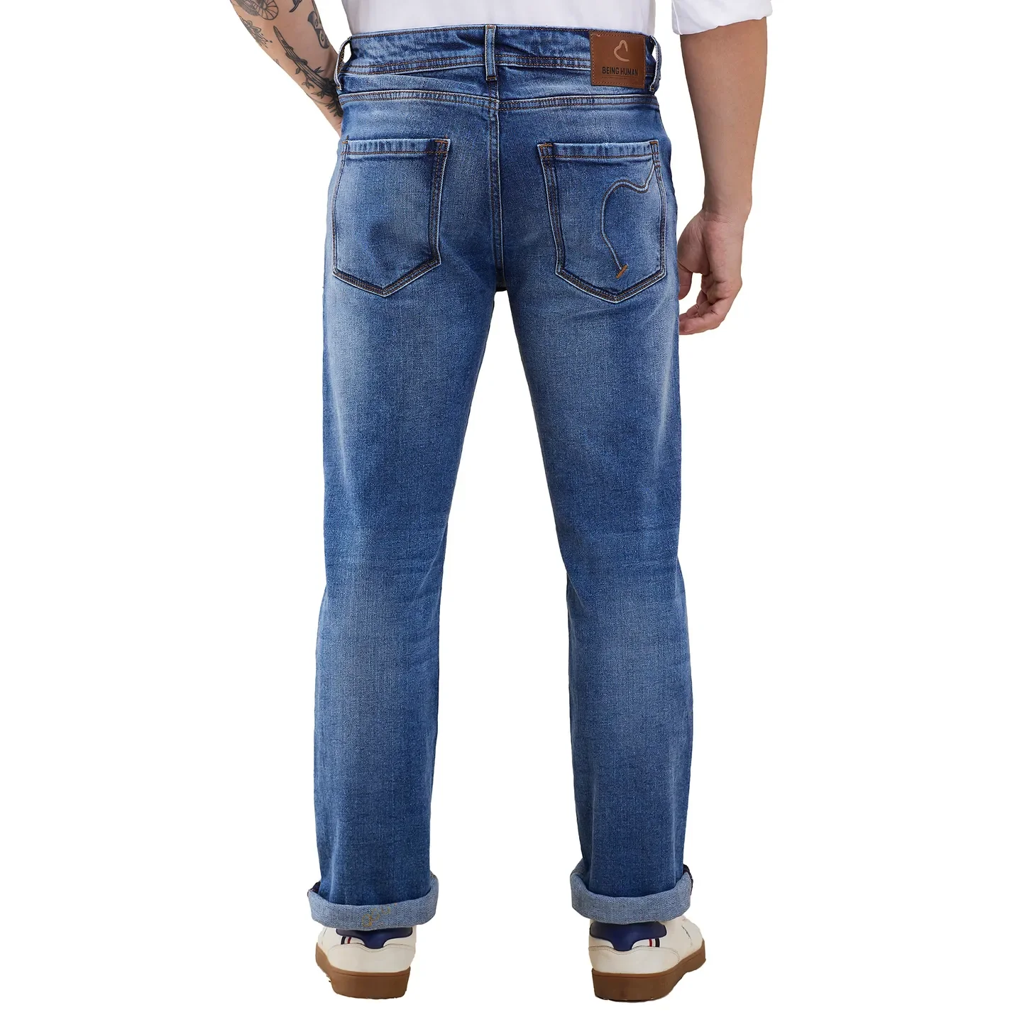 Blue Straight Fit Men's Denims by Being Human Clothing - Image 3