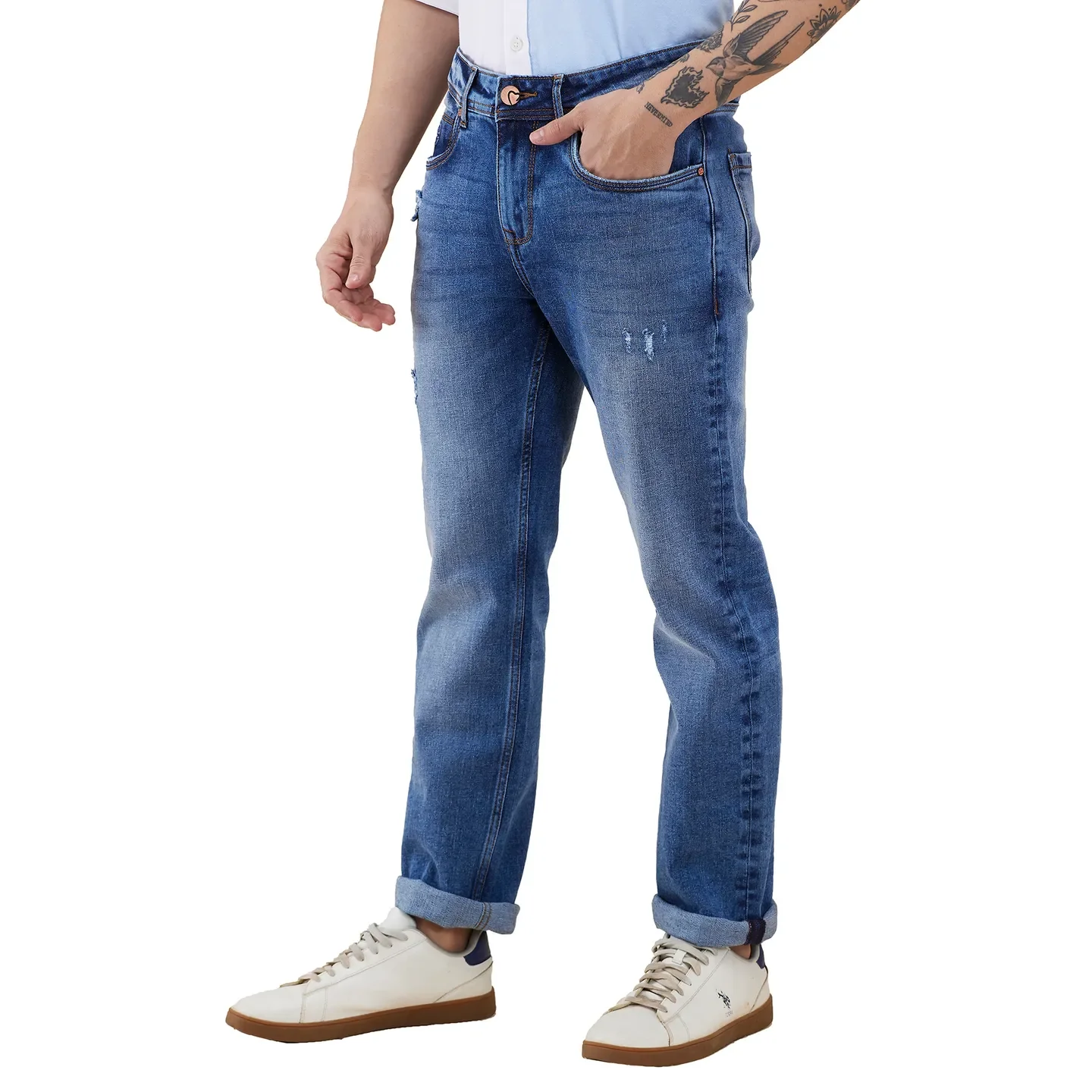 Blue Straight Fit Men's Denims by Being Human Clothing - Image 4