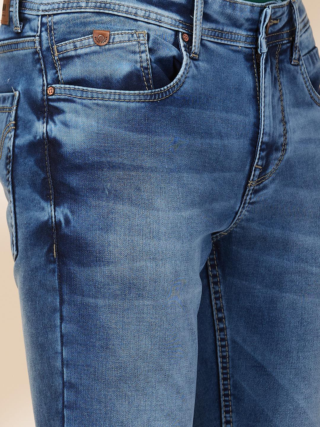 Blue Cropped Fit Denims For Men By Being Human Clothing - Image 4