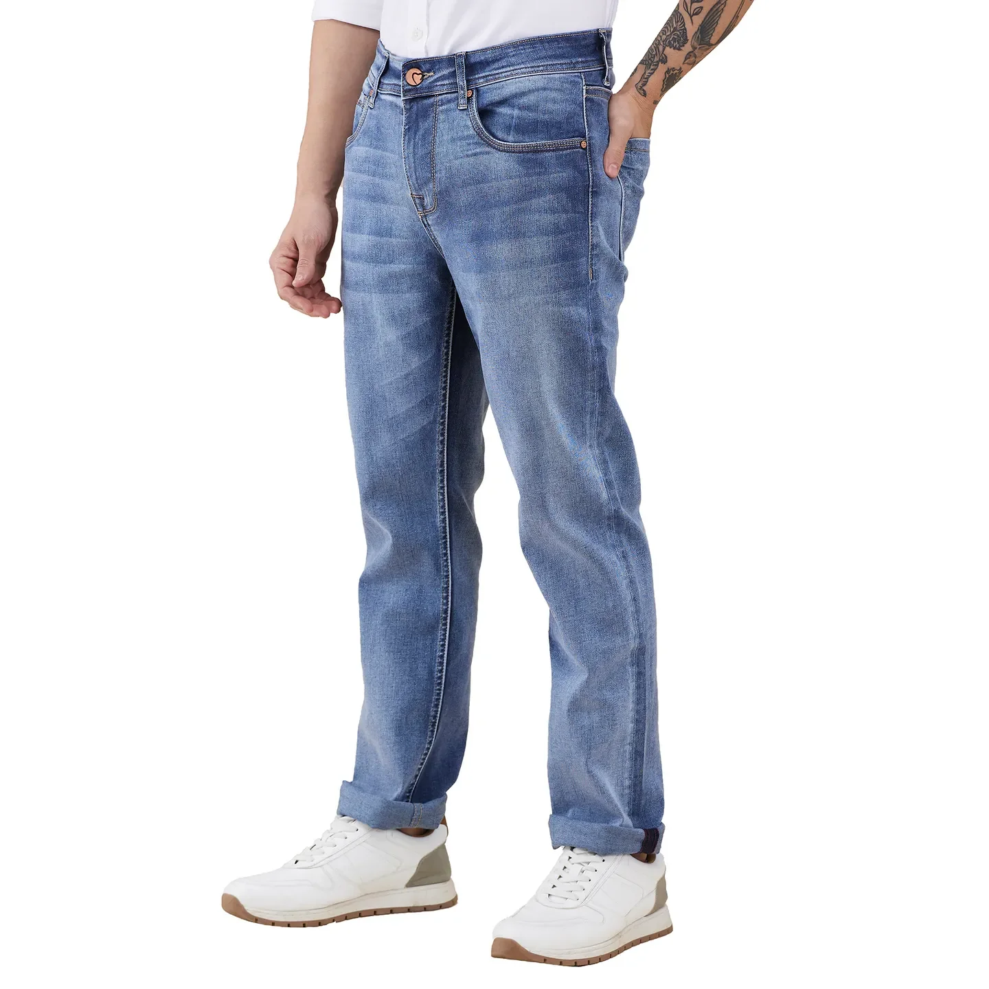 Blue Straight Fit Men's Denims by Being Human Clothing - Image 4