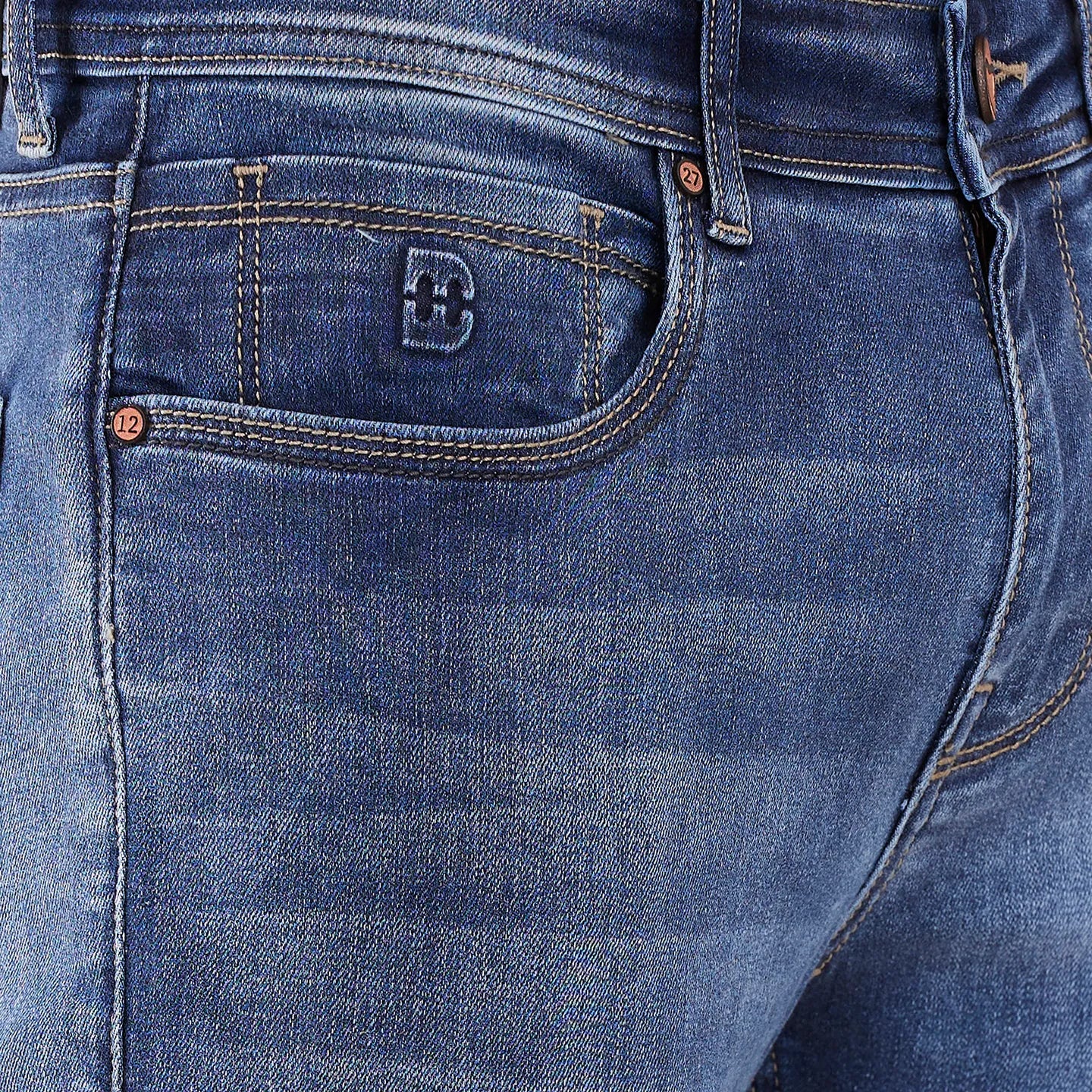 Blue Cropped Fit Denims For Men By Being Human Clothing - Image 5