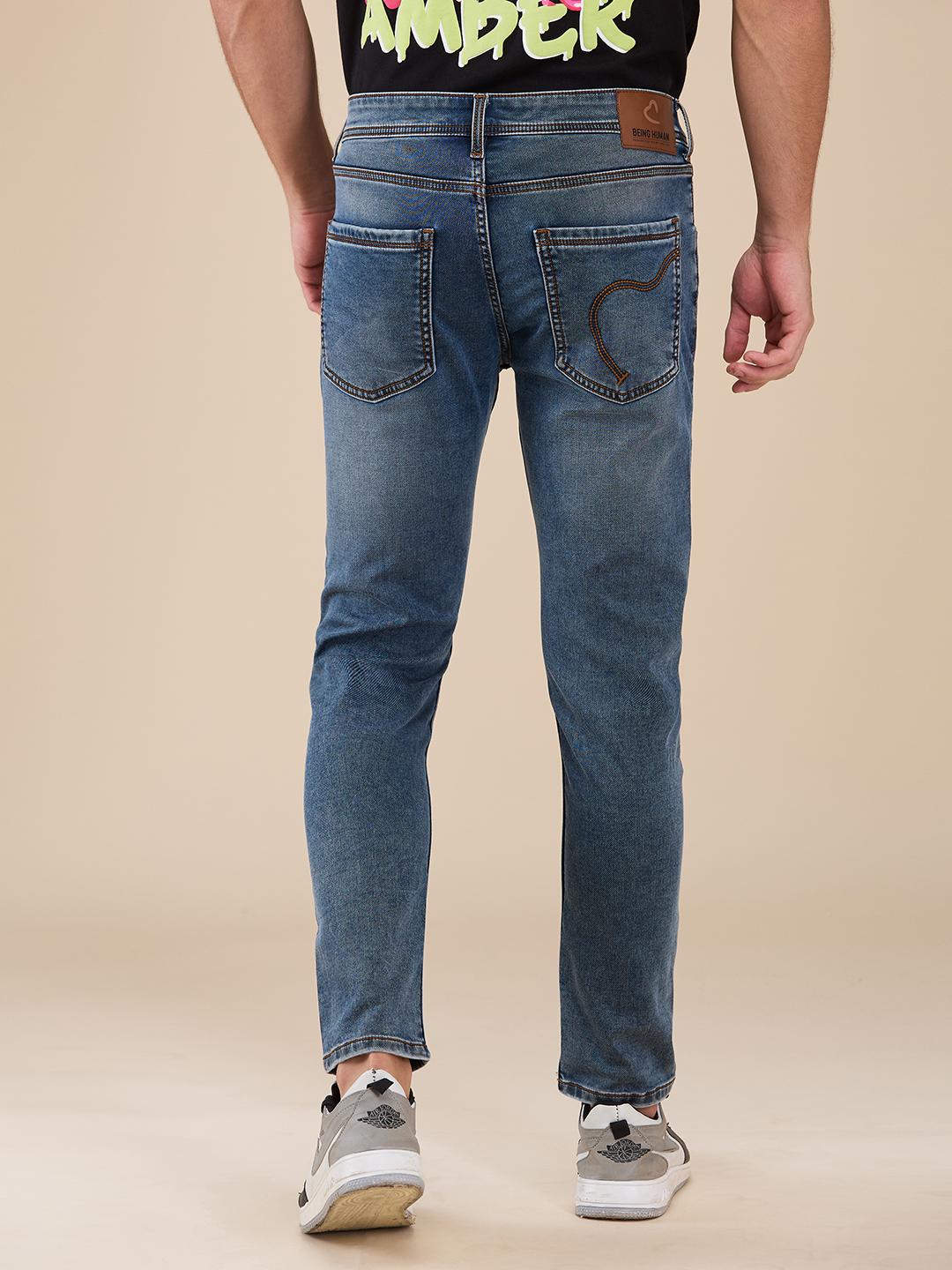Blue Straight Fit Denims For Men By Being Human Clothing - Image 3