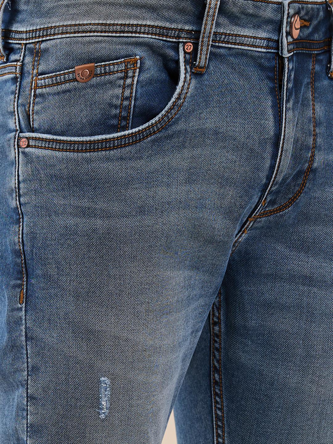 Blue Straight Fit Denims For Men By Being Human Clothing - Image 4