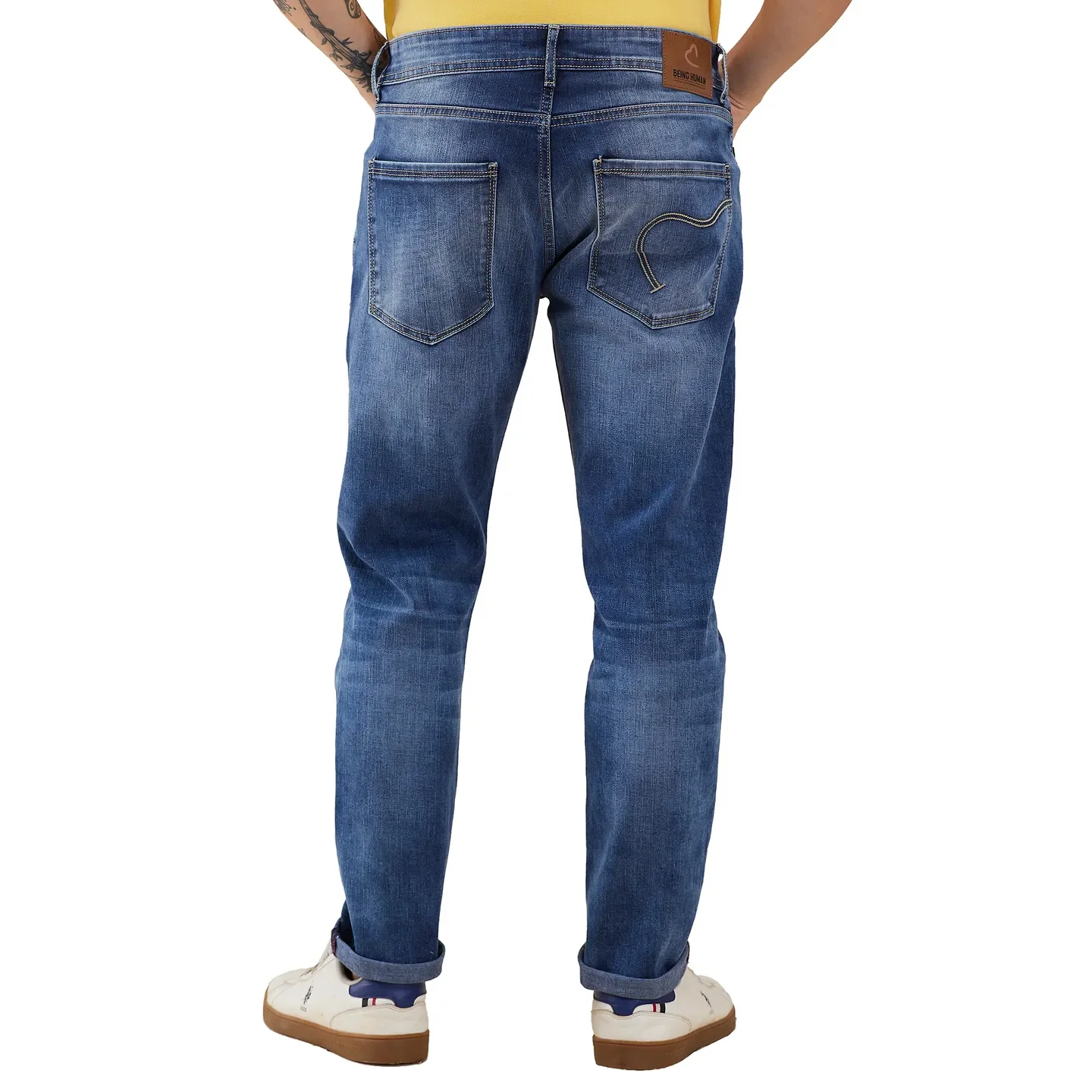 Blue Slim Fit Denims For Men By Being Human Clothing - Image 3