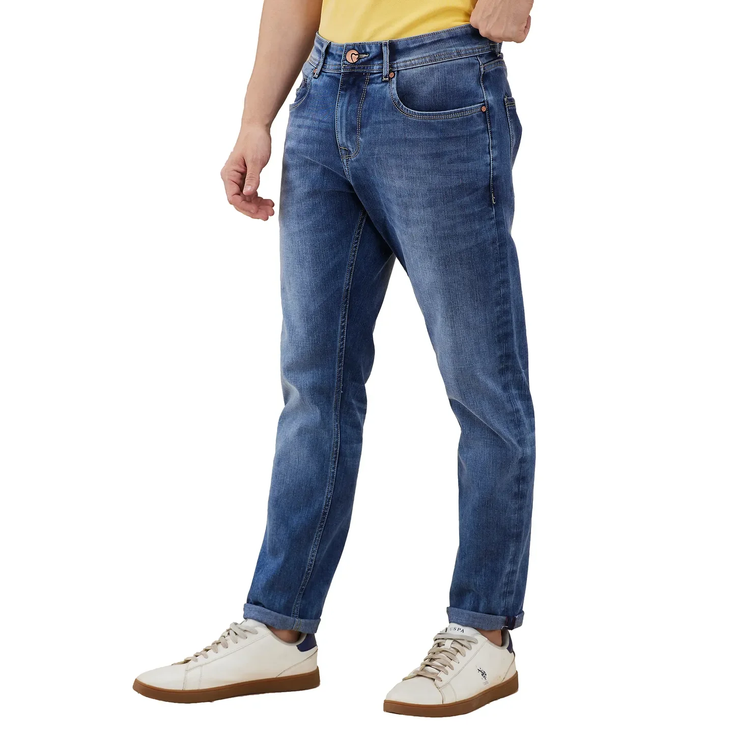 Blue Slim Fit Denims For Men By Being Human Clothing - Image 4