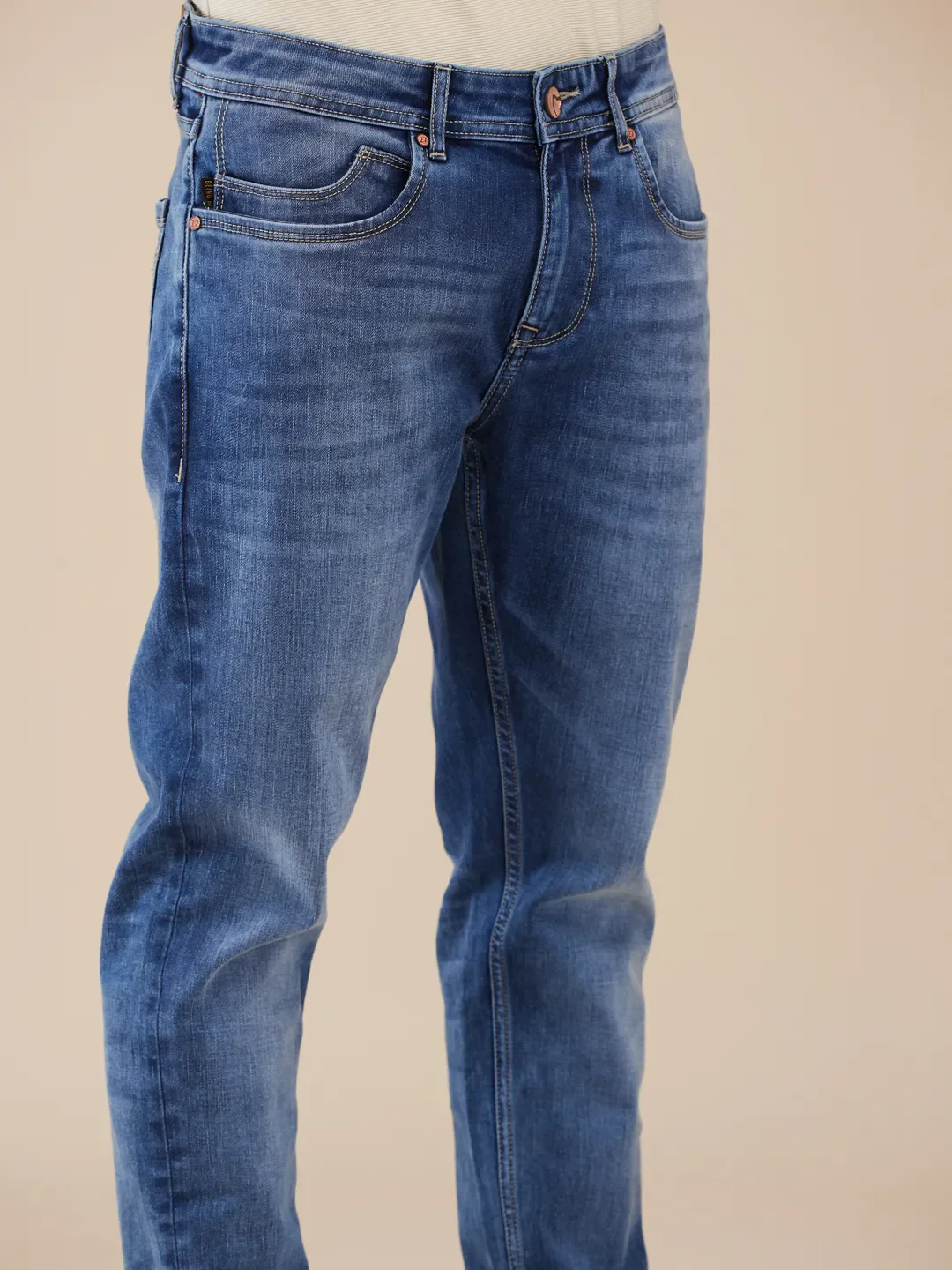 Blue Straight Fit Denims For Men By Being Human Clothing - Image 5