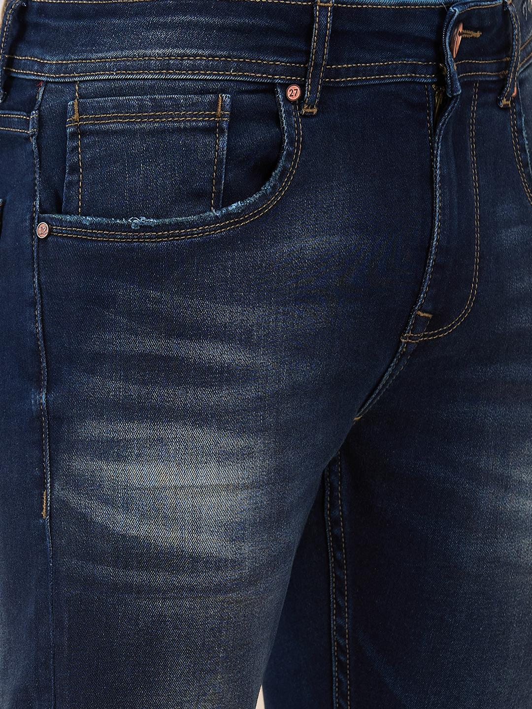 Dark Blue Slim Fit Denims For Men By Being Human Clothing - Image 4