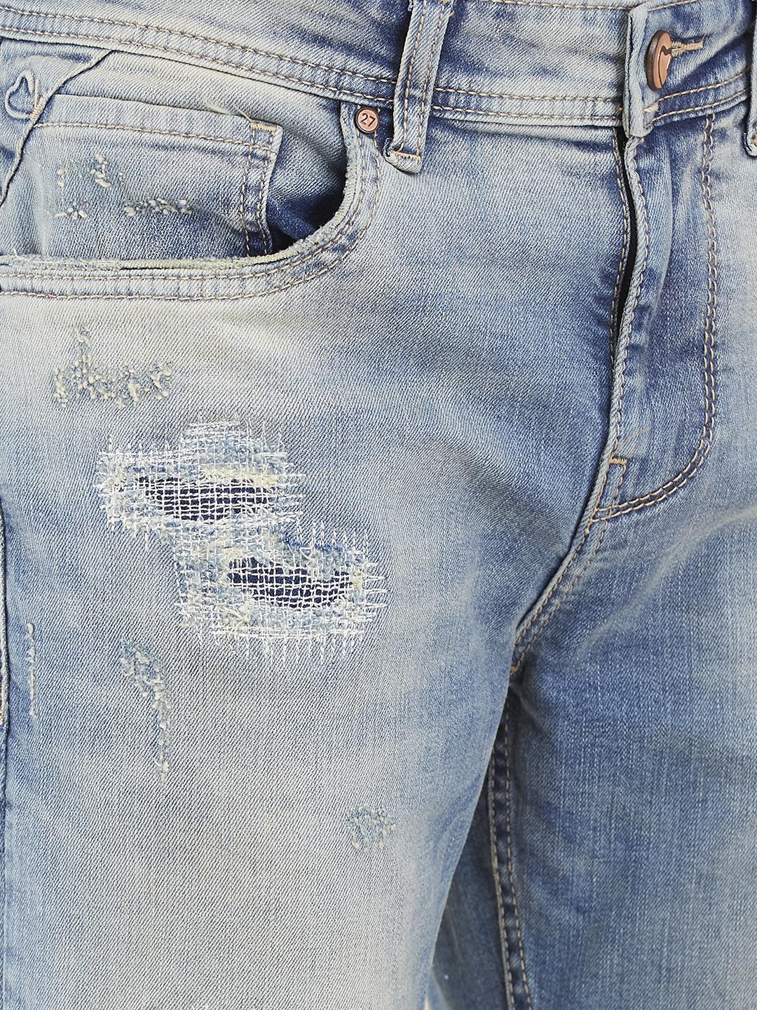 Light Blue Straight Fit Denims For Men By Being Human Clothing - Image 4