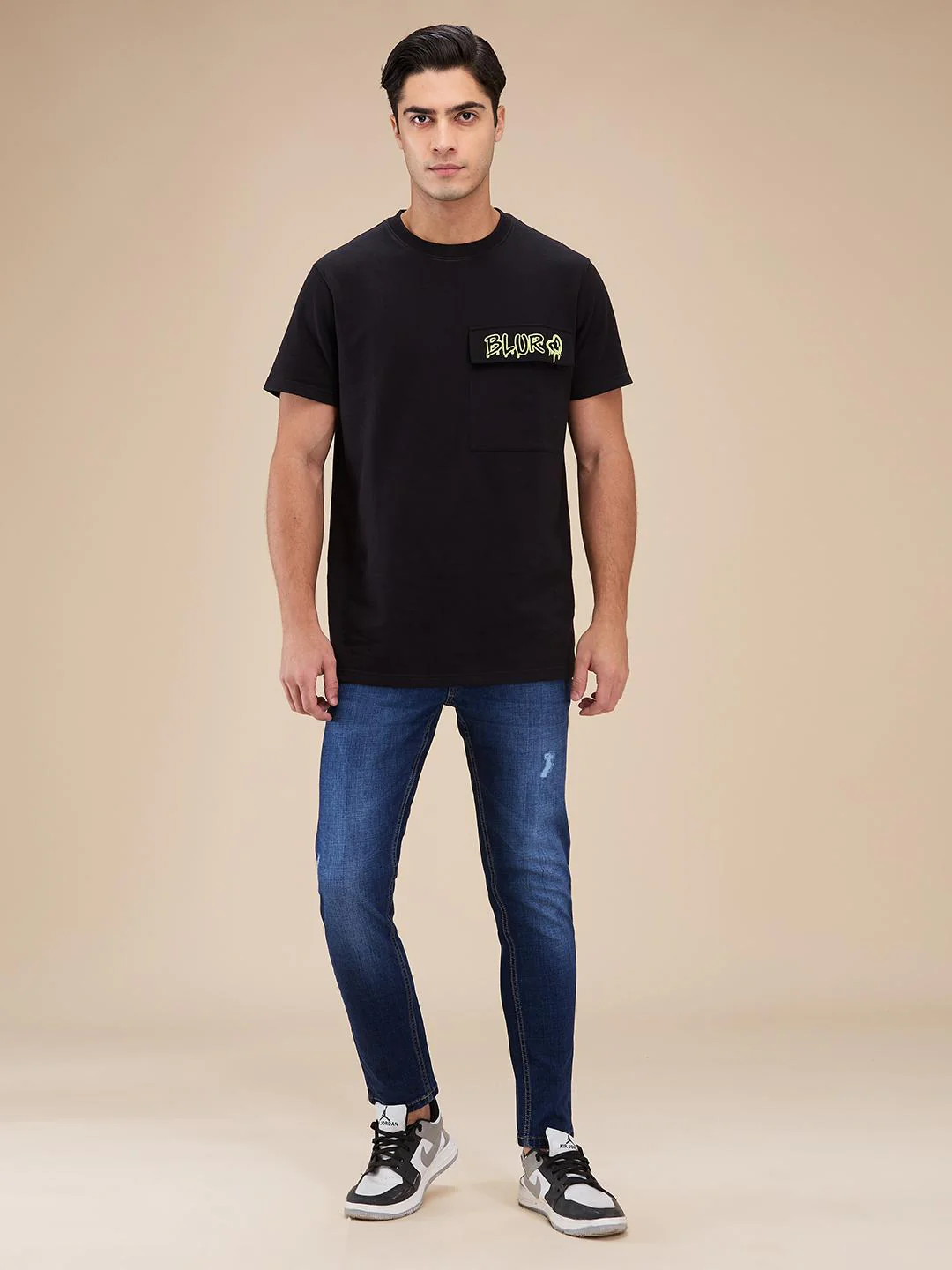 Blue Cropped Fit Denims For Men By Being Human Clothing - Image 5