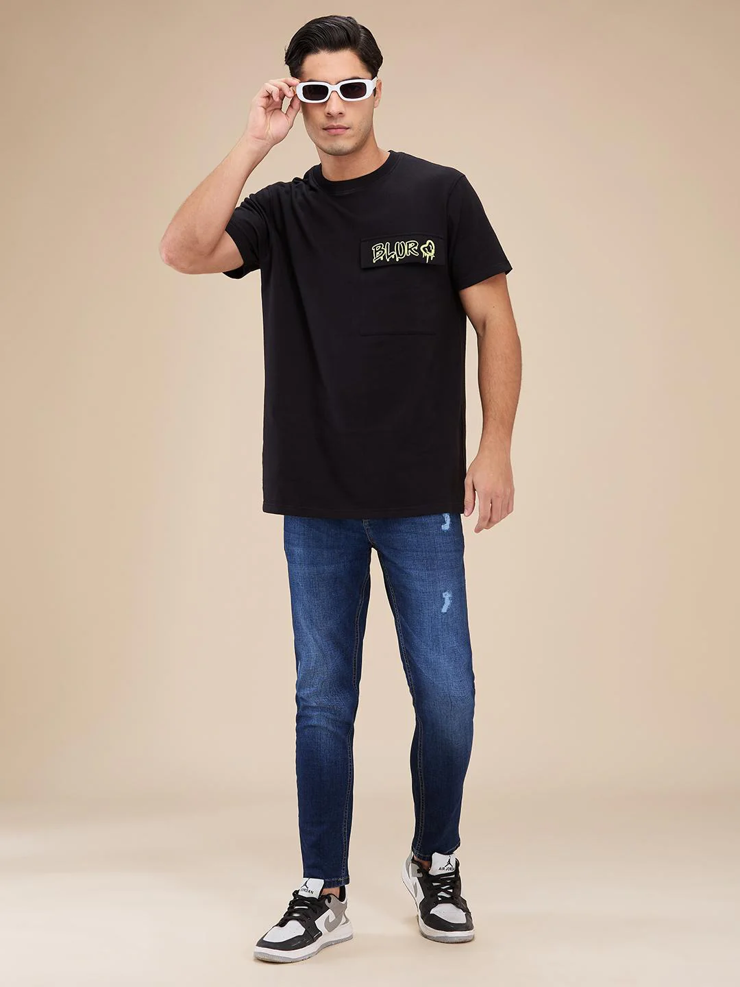 Blue Cropped Fit Denims For Men By Being Human Clothing - Image 6