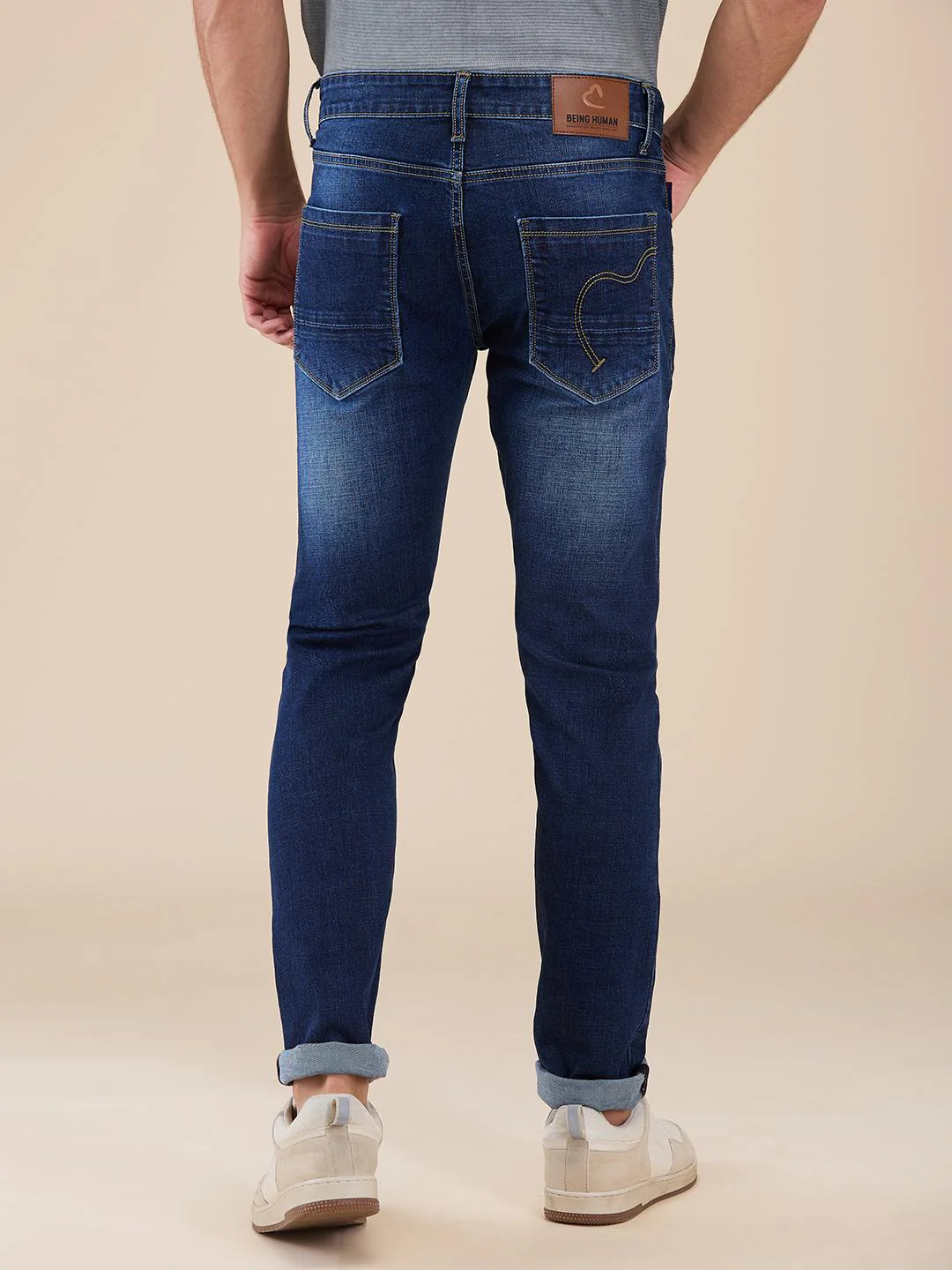 Blue Slim Fit Denims For Men By Being Human Clothing - Image 3