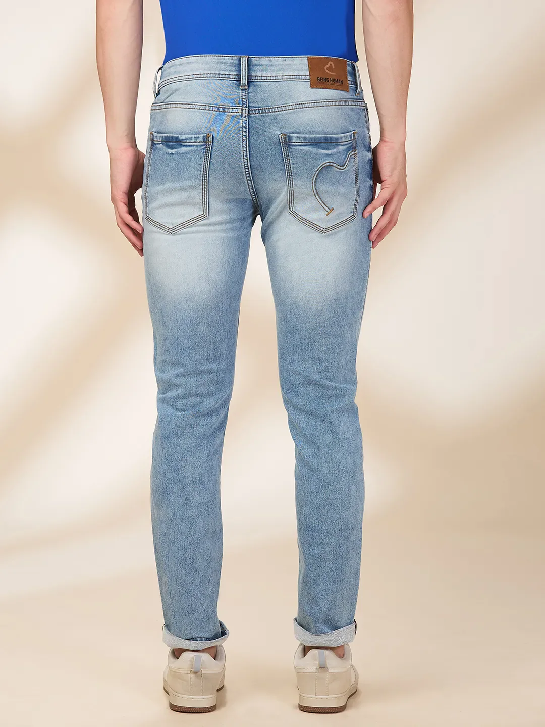 Light Blue Skinny Fit Denims For Men By Being Human Clothing - Image 3