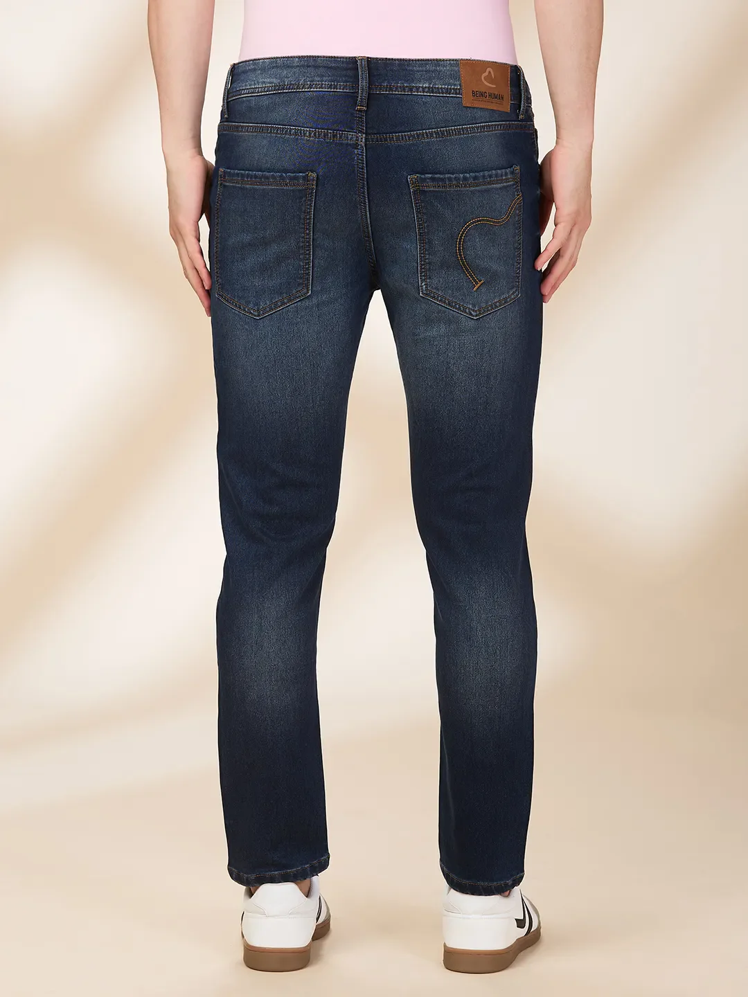 Dark Blue Cropped Fit Denims For Men By Being Human Clothing - Image 3