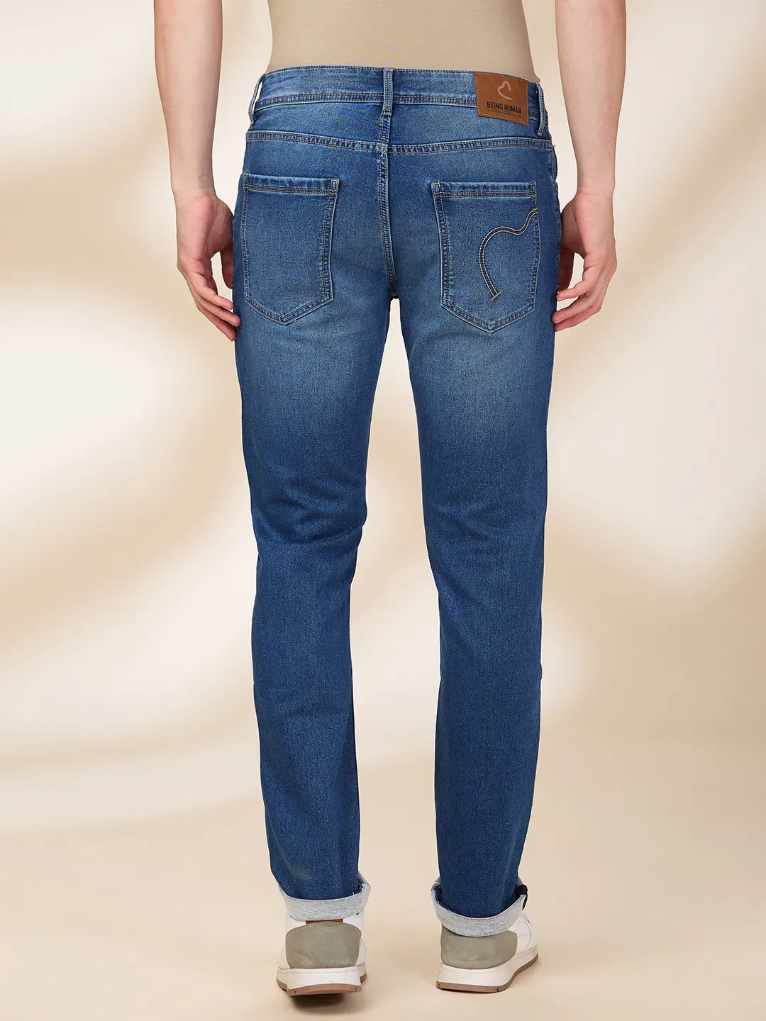 Blue Slim Fit Denims For Men By Being Human Clothing - Image 3