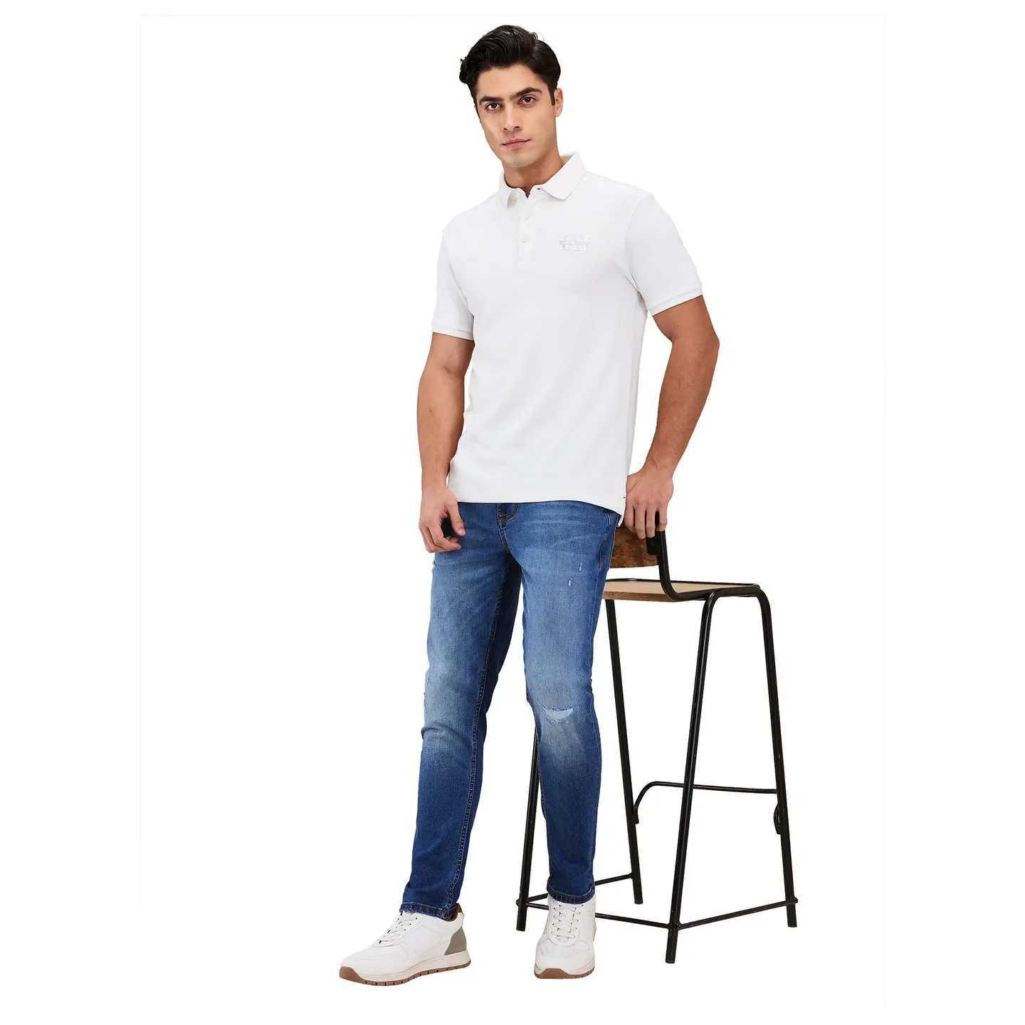 Blue Cropped Fit Denims For Men By Being Human Clothing - Image 6