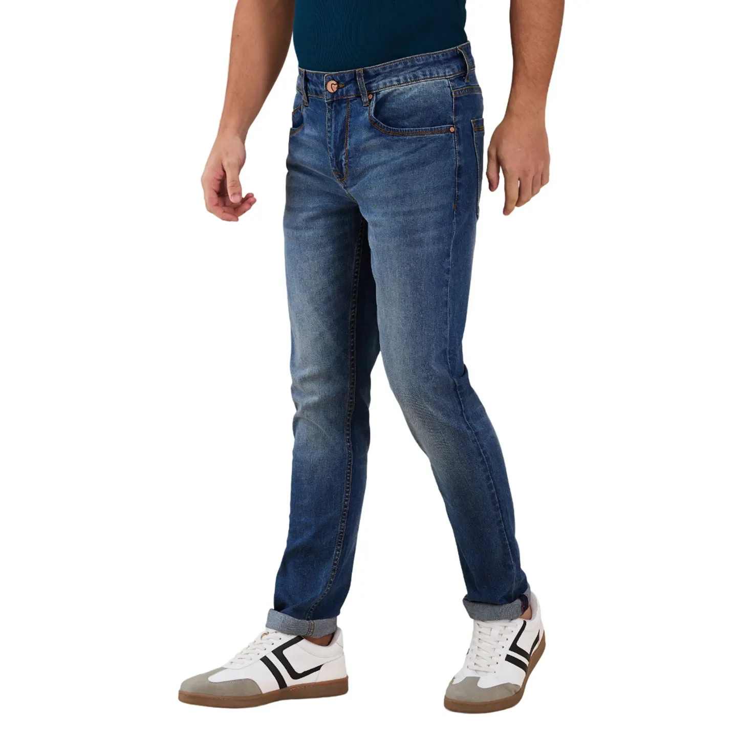 Blue Skinny Fit Denims For Men By Being Human Clothing - Image 4