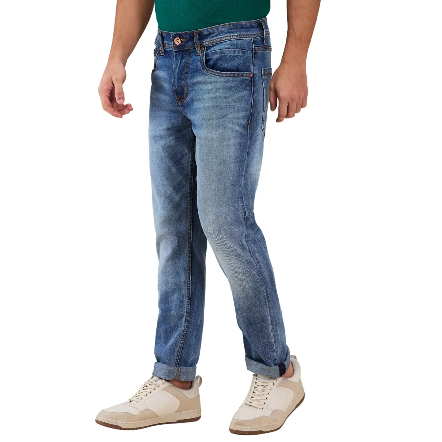Blue Slim Fit Denims For Men By Being Human Clothing - Image 4