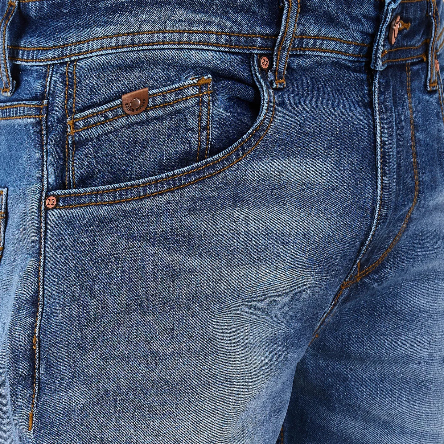 Blue Slim Fit Denims For Men By Being Human Clothing - Image 5