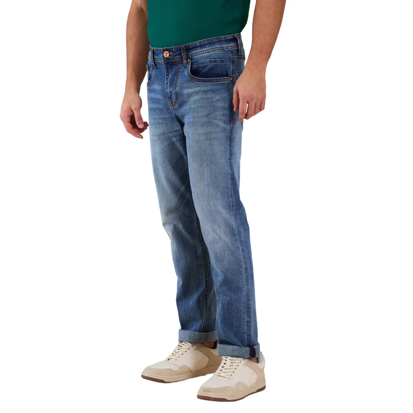 Blue Straight Fit Denims For Men By Being Human Clothing - Image 4