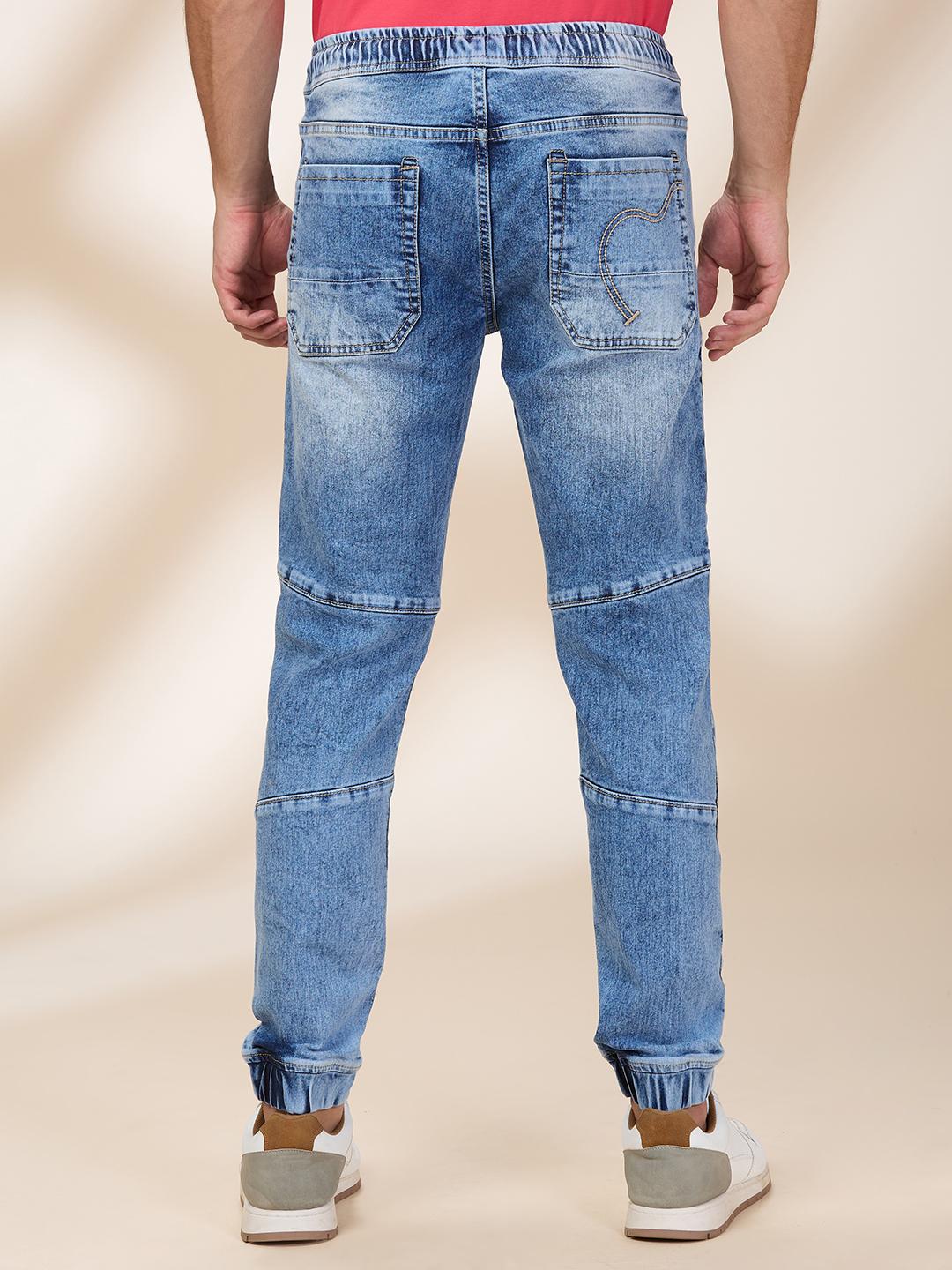 Light Blue Slim Fit Joggers For Men By Being Human Clothing - Image 3