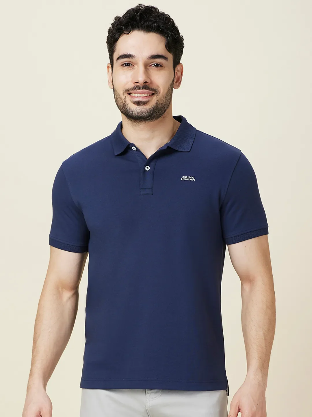 Navy Regular Fit Men's Polo T-shirt by Being Human Clothing