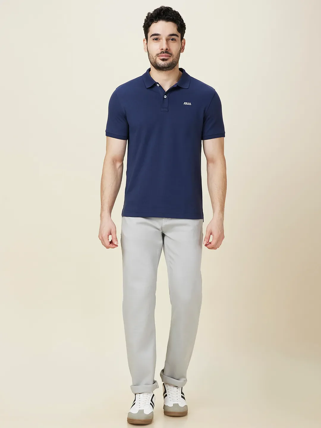 Navy Regular Fit Men's Polo T-shirt by Being Human Clothing - Image 2