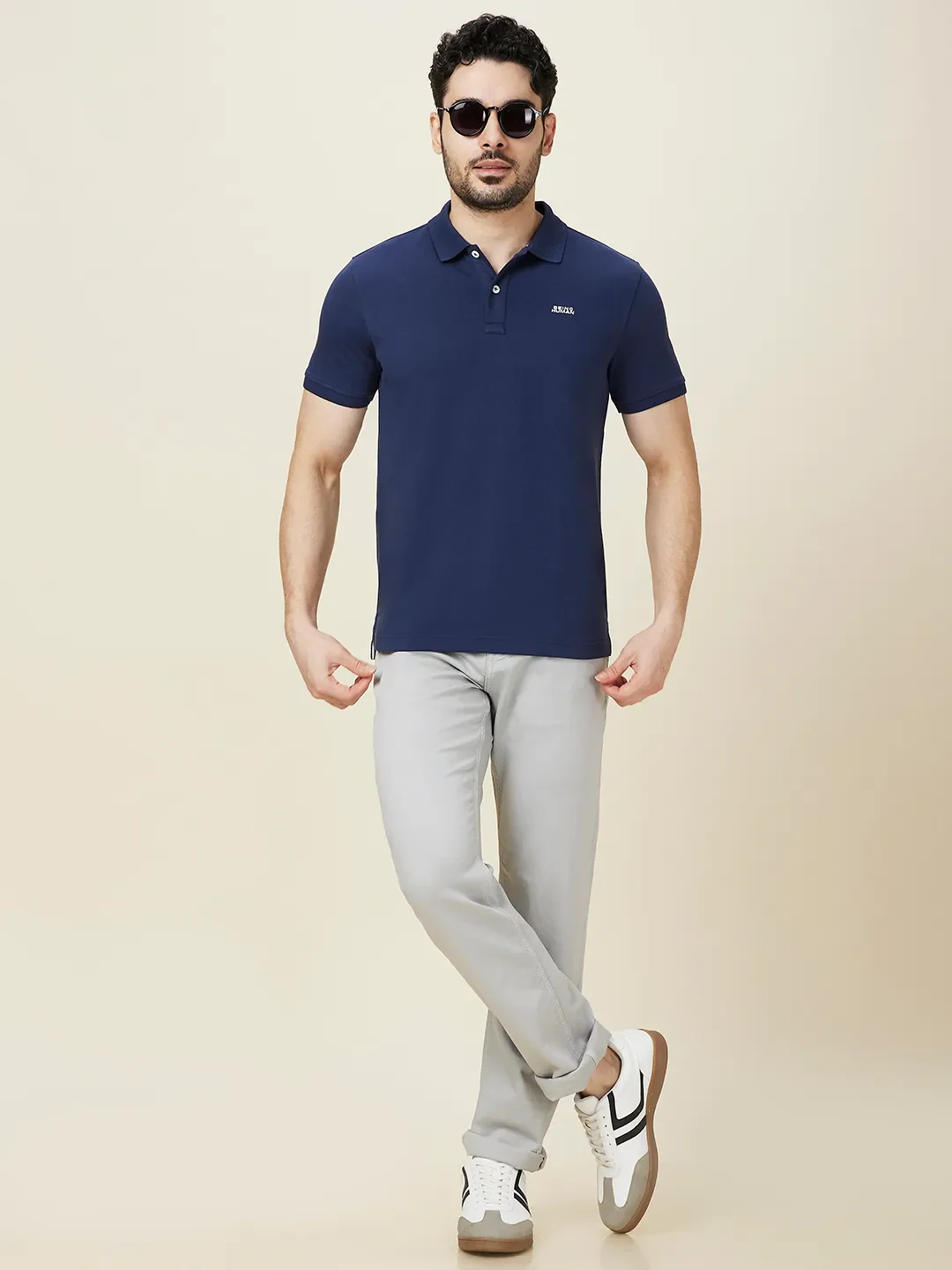 Navy Regular Fit Men's Polo T-shirt by Being Human Clothing - Image 6