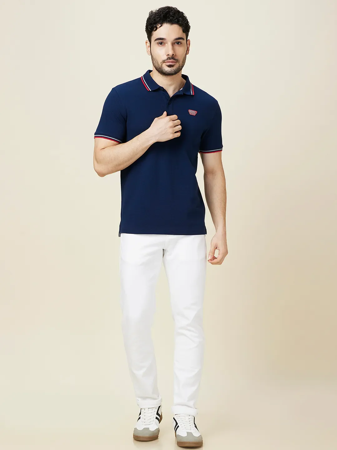 Navy Regular Fit Men's Polo T-Shirt by Being Human Clothing - Image 2