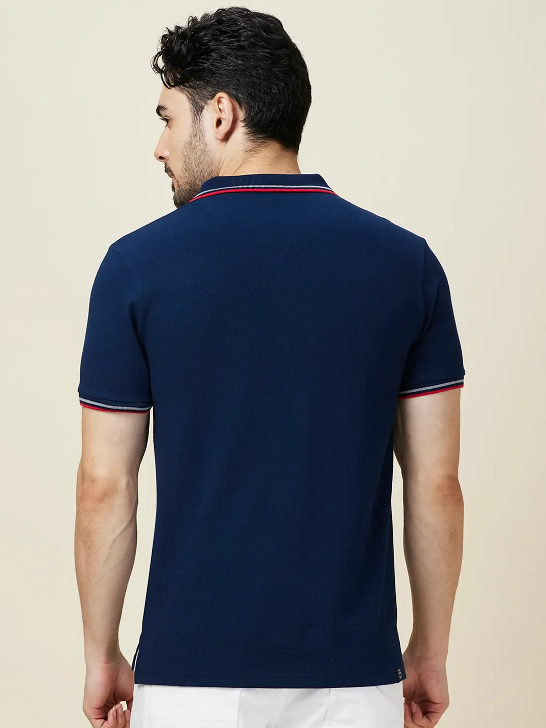 Navy Regular Fit Men's Polo T-Shirt by Being Human Clothing - Image 3