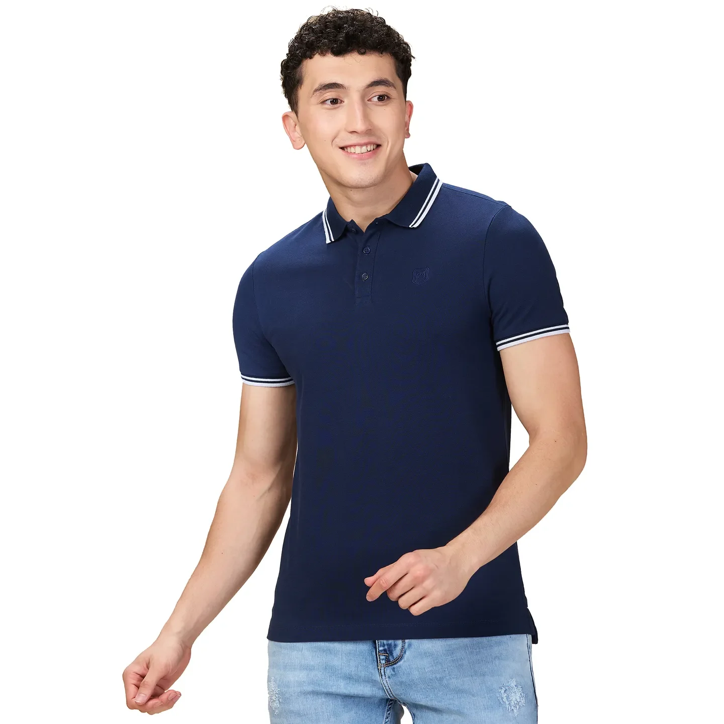 Navy Regular Fit Men's Polo T-shirt by Being Human Clothing