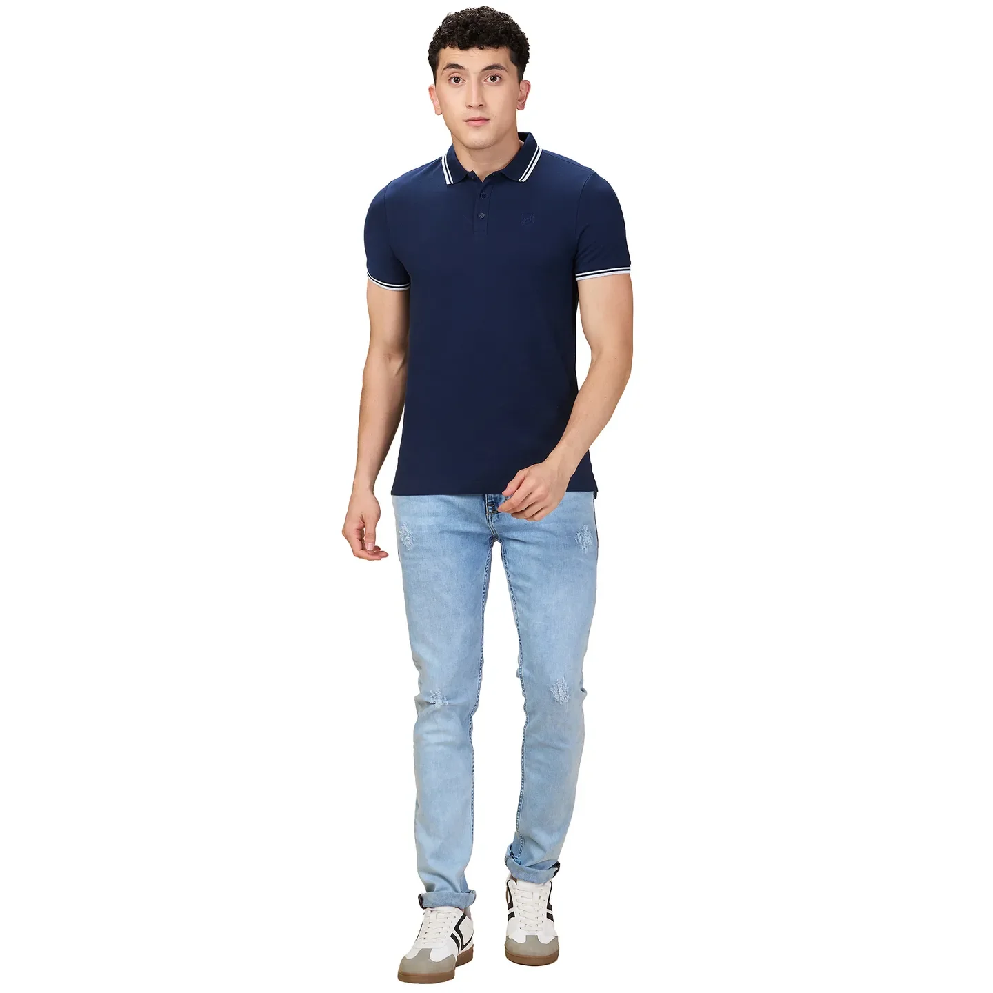 Navy Regular Fit Men's Polo T-shirt by Being Human Clothing - Image 2