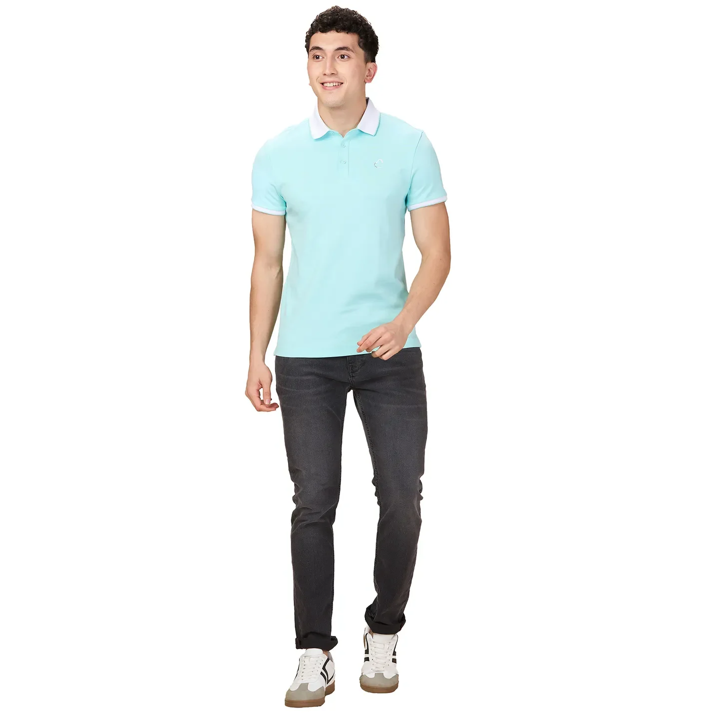 Aqua Regular Fit Men's Polo T-shirt by Being Human Clothing - Image 2