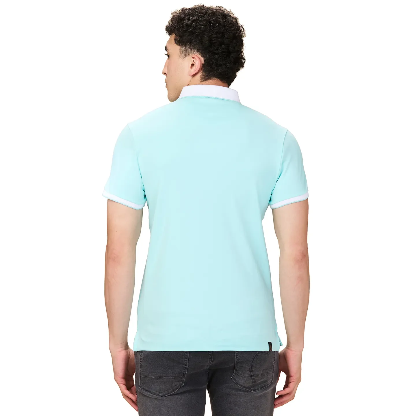 Aqua Regular Fit Men's Polo T-shirt by Being Human Clothing - Image 3