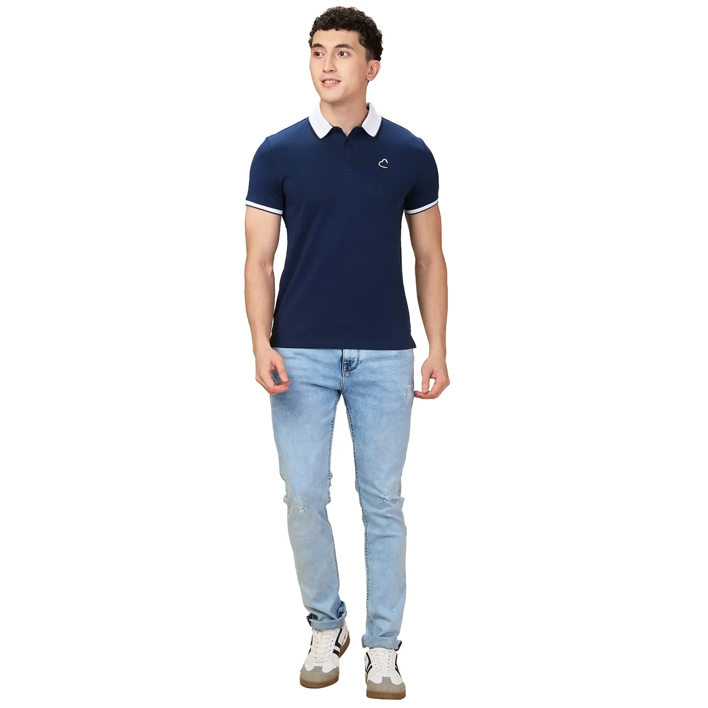 Navy Regular Fit Men's Polo T-shirt by Being Human Clothing - Image 2