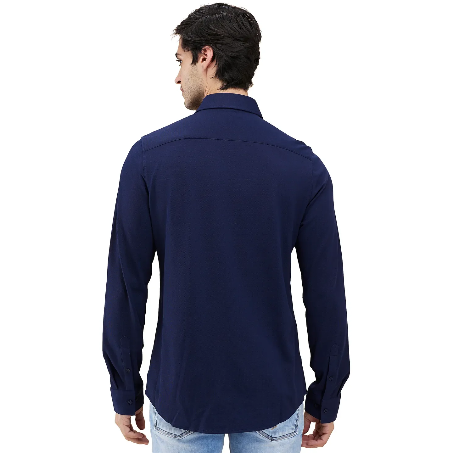Navy Slim Fit Regular Collar Men's Shirt by Being Human Clothing - Image 3