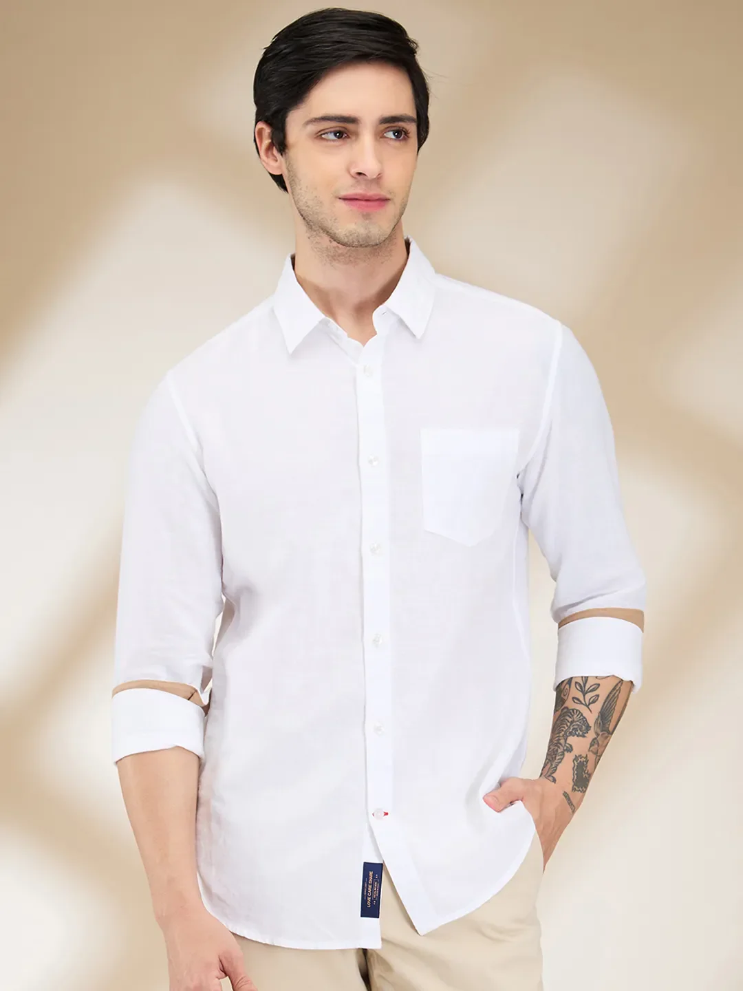 Sky Blue Slim Fit Regular Collar Men's Shirt by Being Human Clothing - Image 3