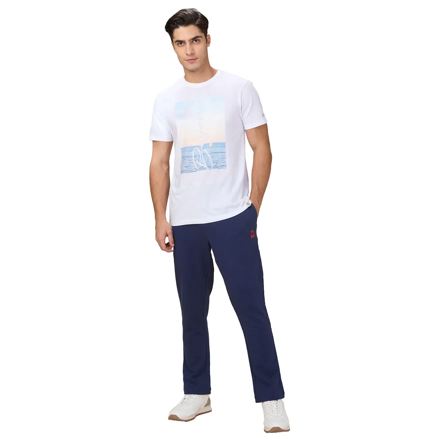 Midnight Blue Regular Fit Track Pants For Men By Being Human Clothing - Image 2